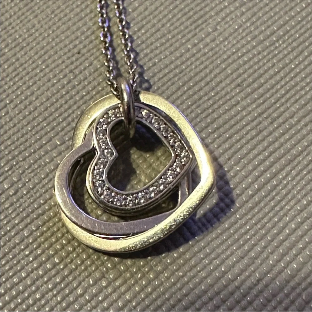 Elegant Sterling Silver Heart Pendant Necklace Cubic‎ zarconia